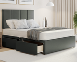 steel plush 4 panel style divan bed with  drawers and mattress