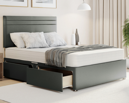 steel plush artic style divan bed set with storge drawers and mattress