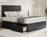 felix divan bed with storage drawers in steel plush