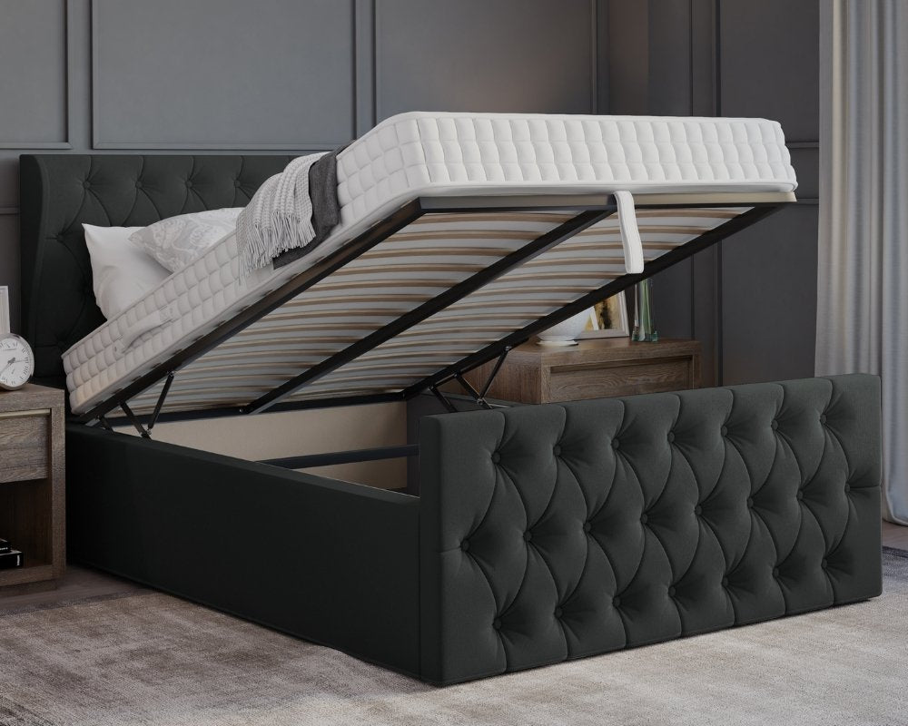 Oyster Winged King Size Ottoman Bed