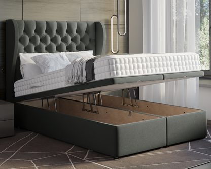 Oyster Winged Ottoman Divan Bed