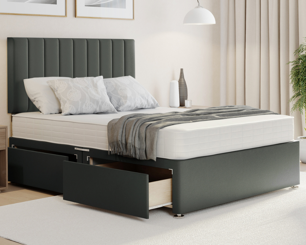 steel plush stripe divan bed set