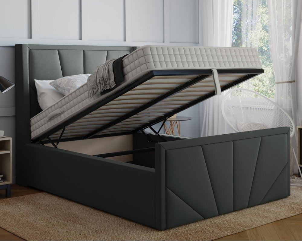 York Winged Single Ottoman Bed
