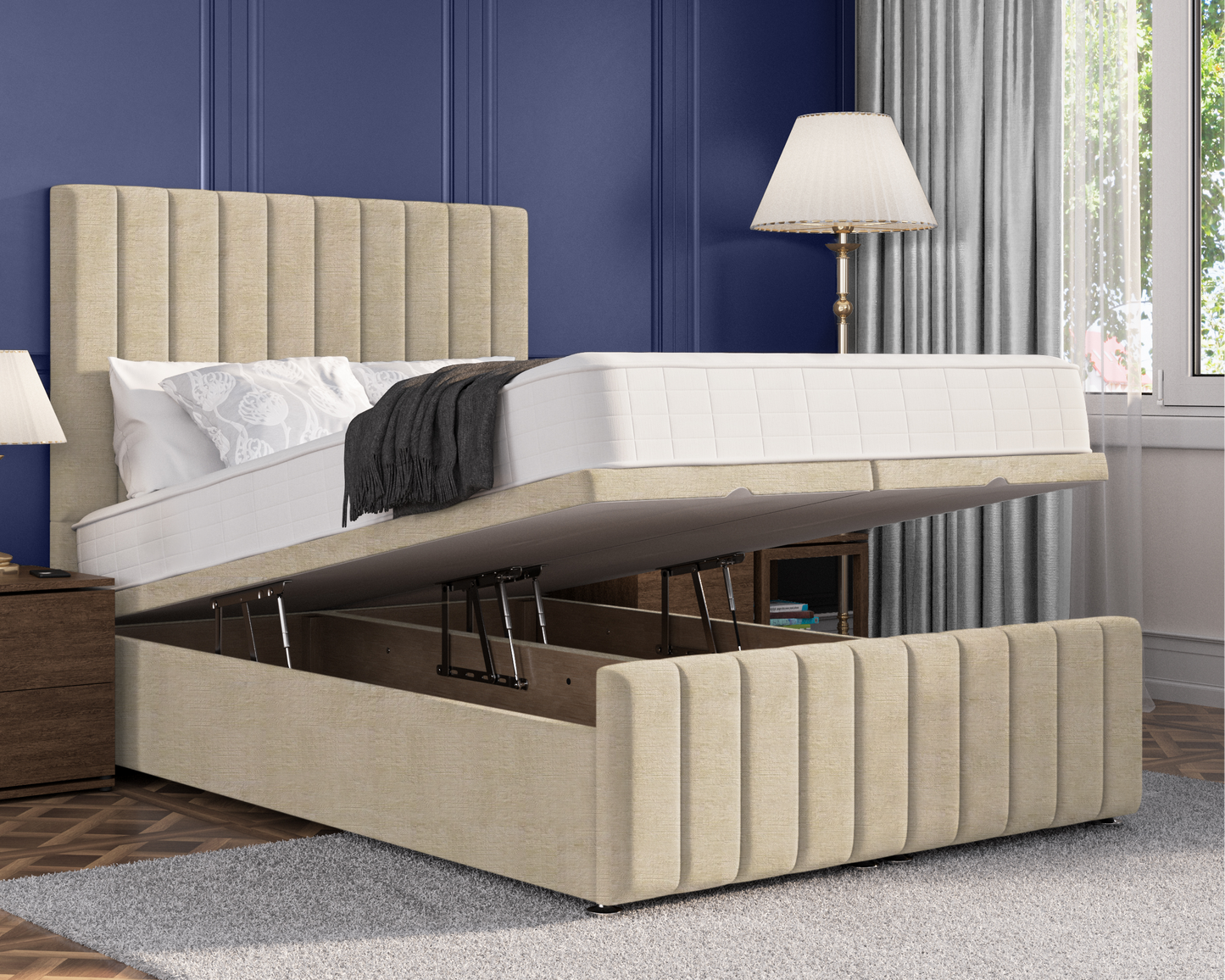 Stripe Plus Ottoman Bed