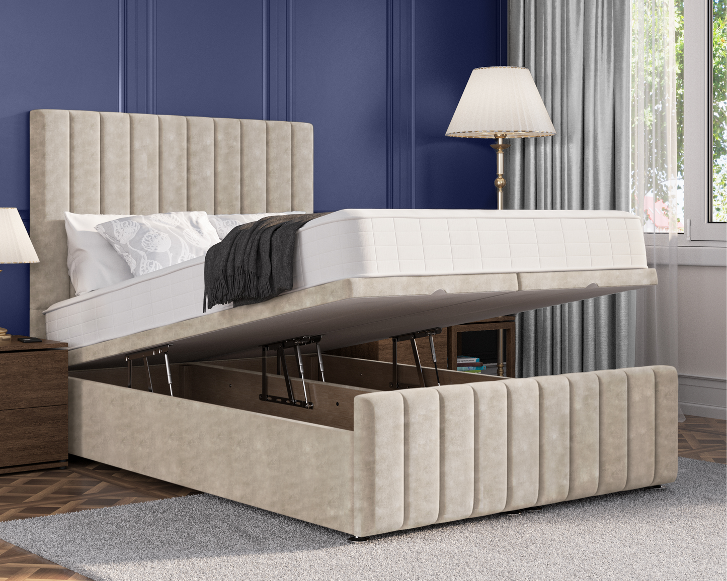 Stripe Plus Ottoman Bed
