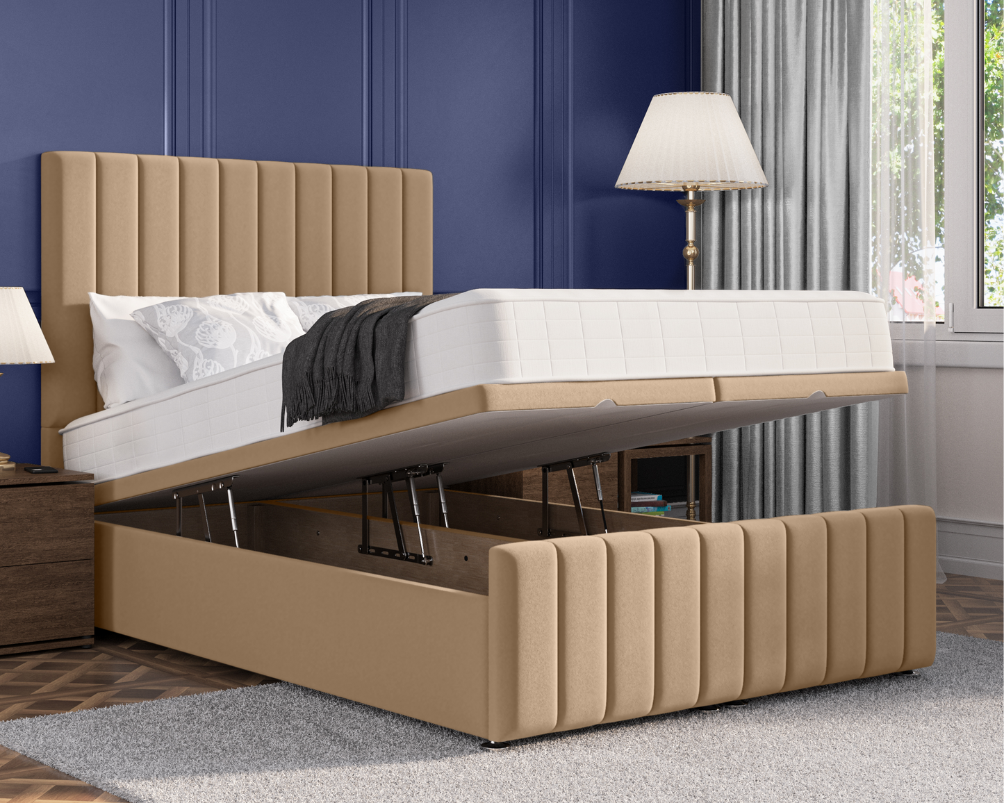 Stripe Plus Ottoman Bed