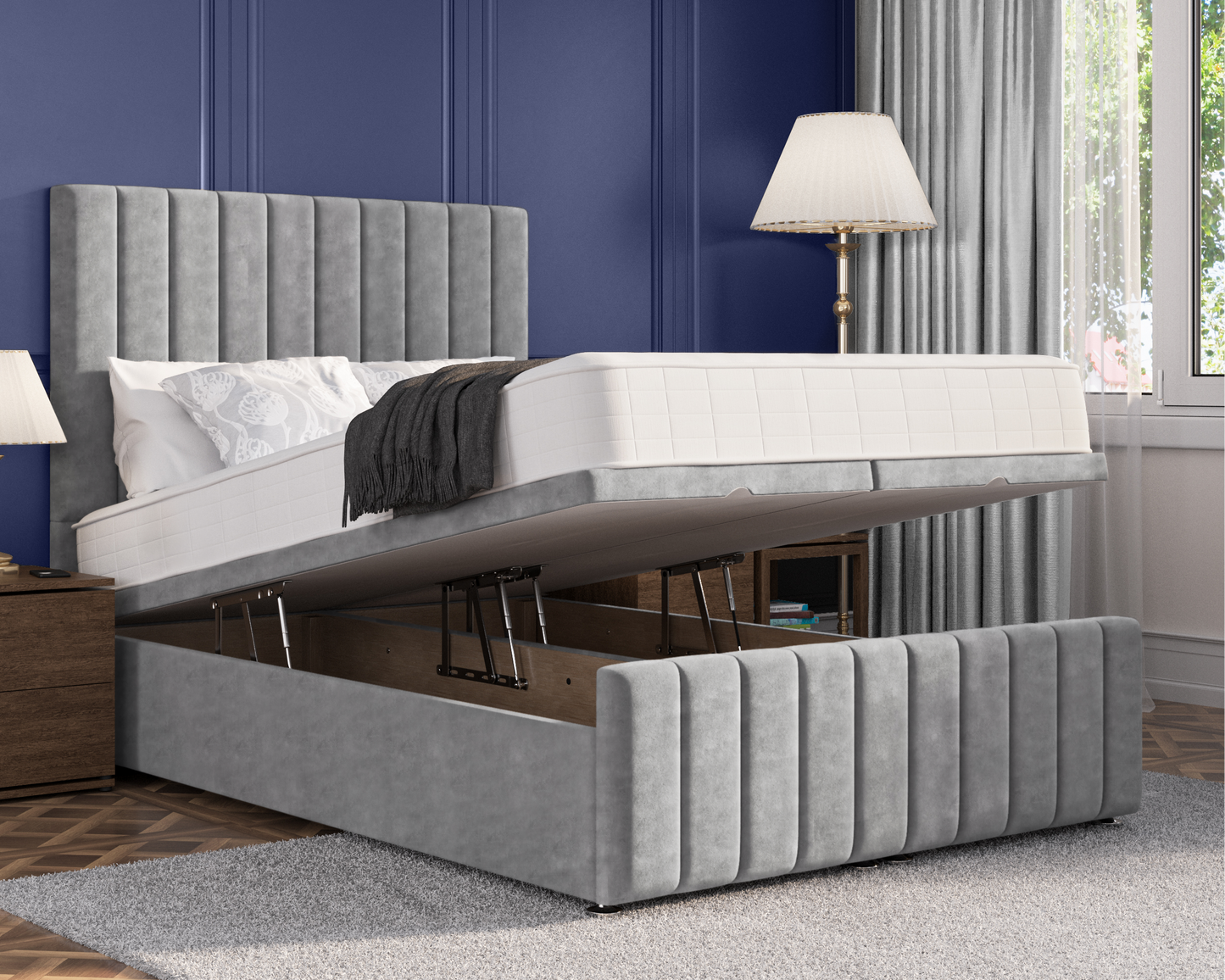 Stripe Plus Ottoman Bed