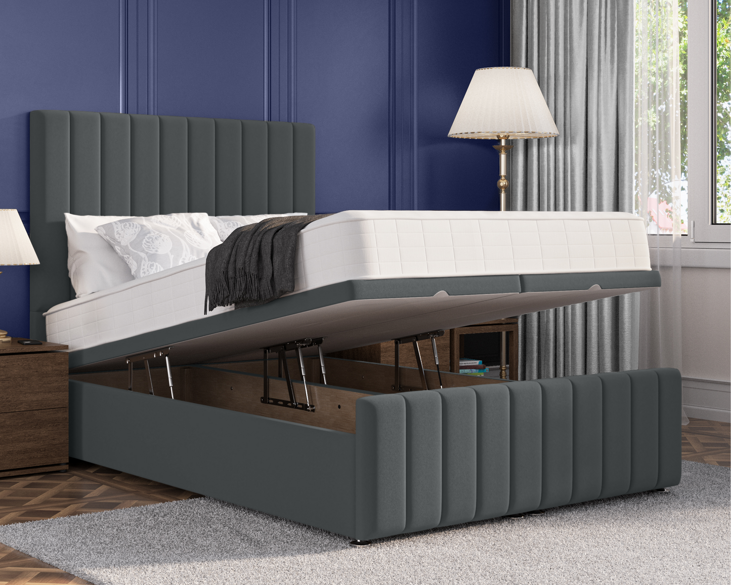Stripe Plus Ottoman Bed